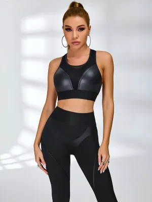 ??ZASUWA Female Ultra Sexy Fly Eye Push-up PU Fishnet Tracksuit