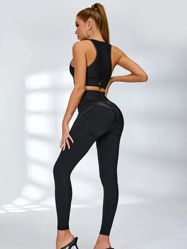 ??ZASUWA Female Ultra Sexy Fly Eye Push-up PU Fishnet Tracksuit