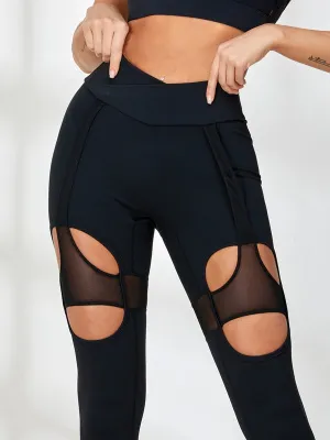 ZASUWA Female Unique Cutout Mesh High-rise Leggings