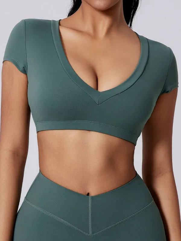 ZASUWA Female V Collar Backless V-shape Waist Hip-lift Short Tracksuit