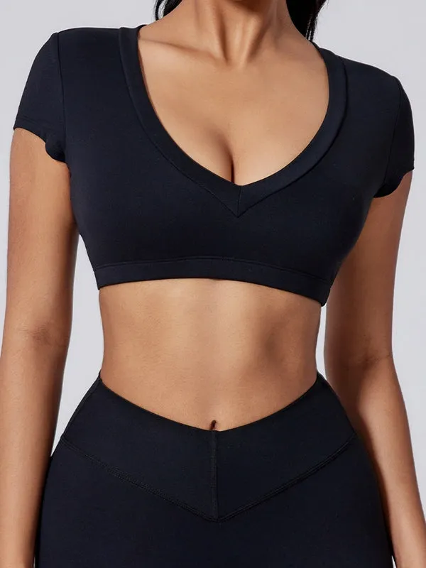 ZASUWA Female V Collar Backless V-shape Waist Hip-lift Short Tracksuit