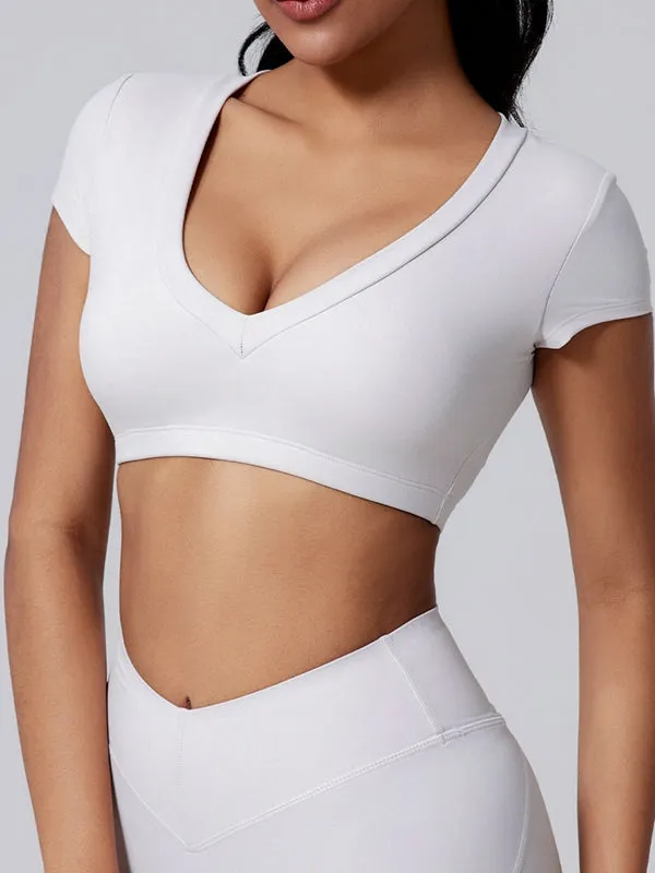ZASUWA Female V Collar Backless V-shape Waist Hip-lift Short Tracksuit