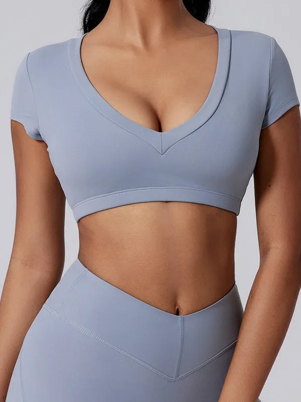 ZASUWA Female V Collar Backless V-shape Waist Hip-lift Short Tracksuit