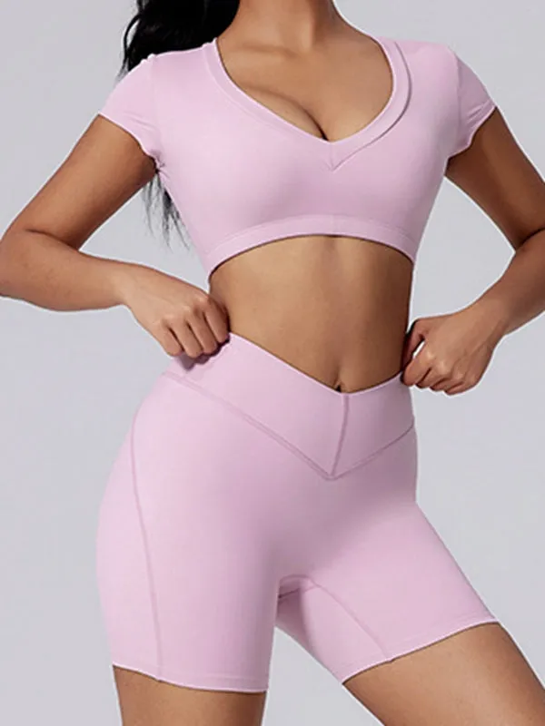 ZASUWA Female V Collar Backless V-shape Waist Hip-lift Short Tracksuit