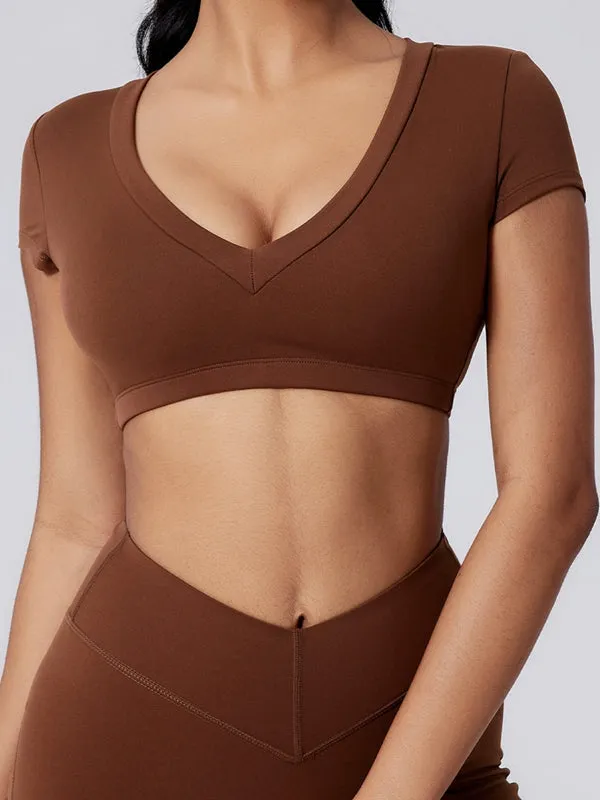 ZASUWA Female V Collar Backless V-shape Waist Hip-lift Short Tracksuit
