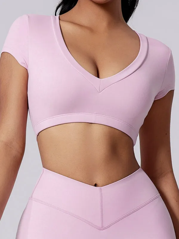 ZASUWA Female V Collar Backless V-shape Waist Hip-lift Short Tracksuit