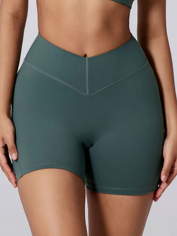 ZASUWA Female V Collar Backless V-shape Waist Hip-lift Short Tracksuit