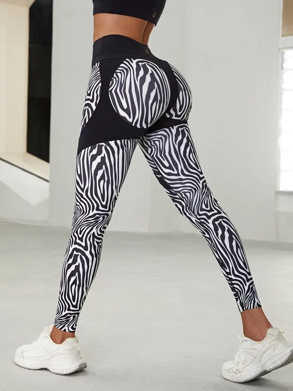 ?ZASUWA Female Zebra Pattern Push-Up Scrunch Bum Leggings