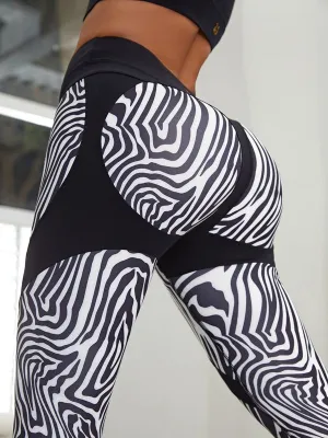 ?ZASUWA Female Zebra Pattern Push-Up Scrunch Bum Leggings