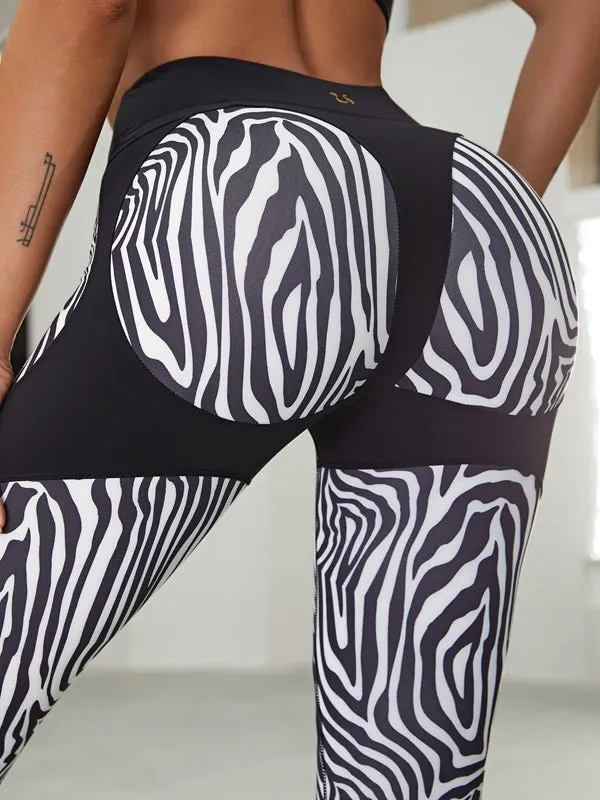 ?ZASUWA Female Zebra Pattern Push-Up Scrunch Bum Leggings