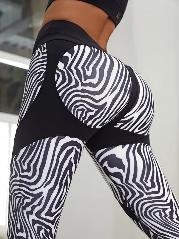 ?ZASUWA Female Zebra Pattern Push-Up Scrunch Bum Leggings