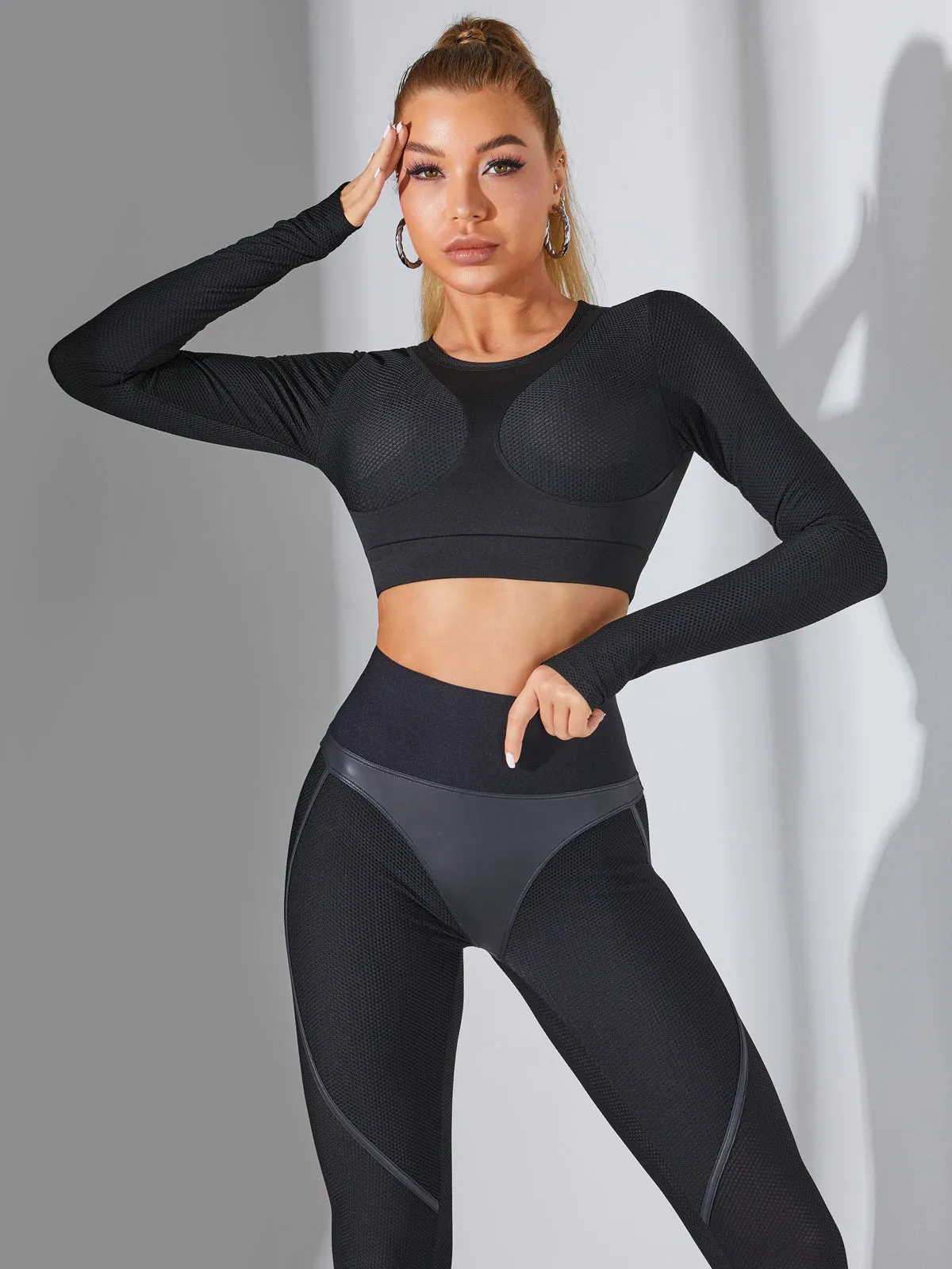 ?ZASUWA Fly Eye Contrast Color High-rise Hip-lift Leggings