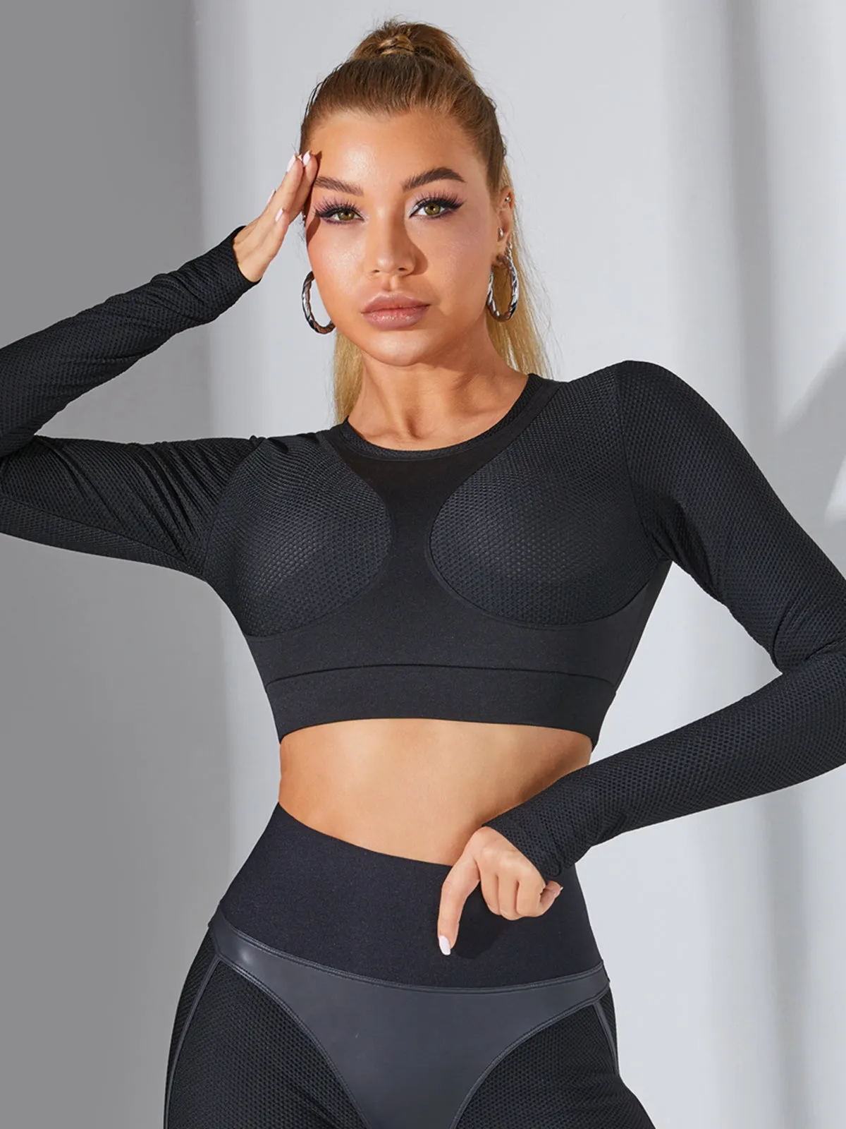?ZASUWA Fly Eye Contrast Color High-rise Hip-lift Leggings