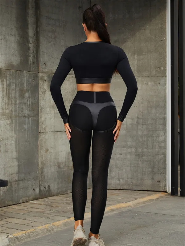 ?ZASUWA Fly Eye Contrast Color High-rise Hip-lift Leggings